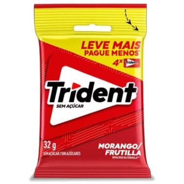 Imagem de Chiclete Trident Morango 32g - Pacote com 4 Embalagens