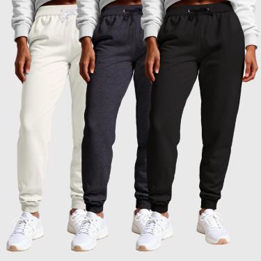 Imagem de Kit 3 Calças Moletom Femininas Lisas Benellys-Feminino