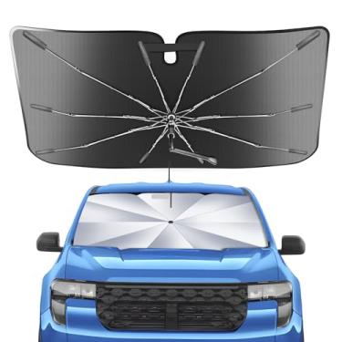Imagem de Guarda-sol de para-brisa portátil, ajuste personalizado para Ford Maverick 2022-2025, 2 em 1, guarda-chuva de sombra compacto durável de cristal de gelo UPF50+ proteção contra isolamento térmico de
