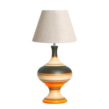 Imagem de Abajur de Grande para Sala de Cerâmica New Sunset com Cúpula de Tecido