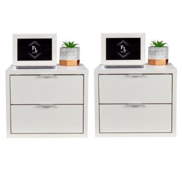 Imagem de Kit 2 Mesas Cabeceira Suspensa 30Cm Com 2 Gavetas 100% Mdf - Fl Decor