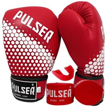 Imagem de Kit Luva De Boxe Muay Thai Kickboxing + Bandagem 4m + Protetor Bucal -