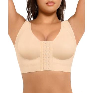 Imagem de FeelinGirl Sutiã de compressão pós-cirurgia com fecho frontal sem aro e alças ajustáveis, Pele, PP
