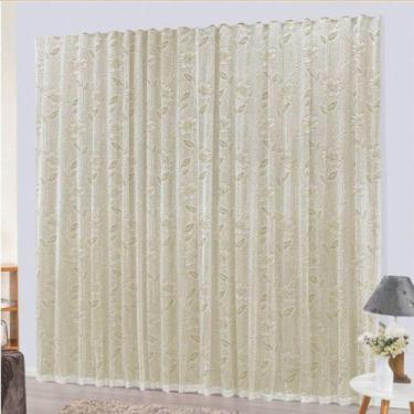 Imagem de Cortina Charme Em Renda Com Voal 3 Metro Trilho Suisso Palha - Top Chi