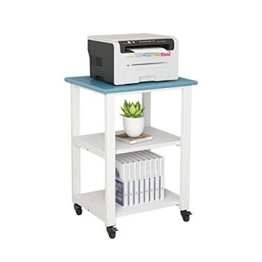 Imagem de FTOQWZXV Rack de armazenamento de mesa de impressora, suporte de impressora com polia, pequena estante removível, scanner para suporte de impressora de escritório doméstico (A 75 cm)