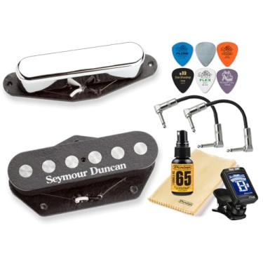 Imagem de Tonebird Conjunto De Captadores De Guitarra Elétrica Seymour Duncan Quarter Pound Tele 11208-14 Com Cuidados, Palhetas E Cabo Patch