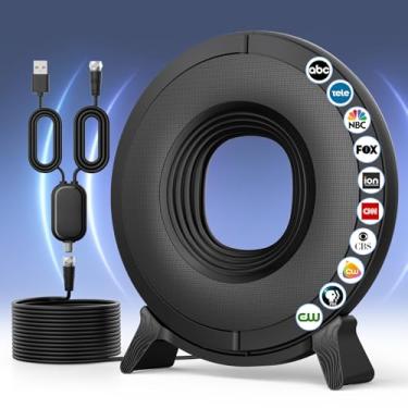 Imagem de Antena de TV interna para canais locais, antena de longo alcance 2025 para Smart TV recepção de 360°, antena de TV digital para todas as TVs inteligentes/antigas, suporta 4K 1080p HD VHF UHF