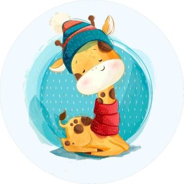 Imagem de Painel Redondo Tecido Sublimado 3D Girafa Frd-5885