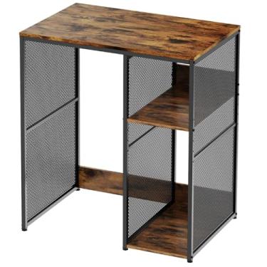 Imagem de KirKical Mini armário de geladeira de 3 camadas com armazenamento, suporte de cozinha estilo industrial para micro-ondas, prateleira de armazenamento utilitário com espaço de mini geladeira para casa,