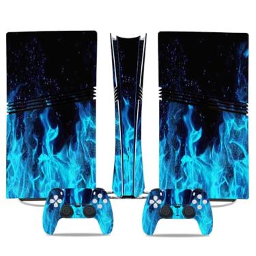 Imagem de Decal Skin for Ps5 PRO Digital, Whole Body Vinyl Sticker Cover for PlayStation 5 Pro Digital Console and Controller (Blue fire, PS5 Pro Digital)