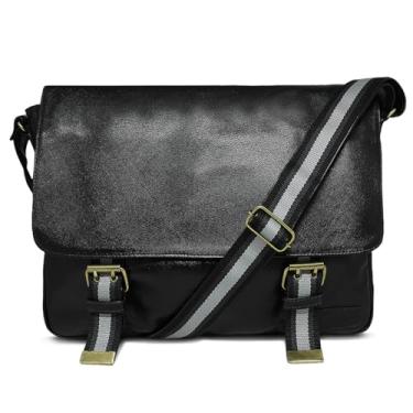 Imagem de Bolsa Carteiro A Tiracolo De Couro Luigi - Relicário (Preto)