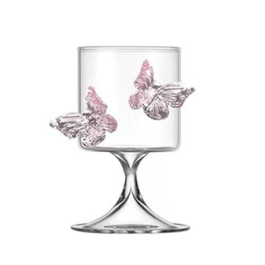 Imagem de zaoalife Copos de vinho tinto de 250 ml, feitos à mão, tridimensional, decoração de borboleta, cálice criativa para coquetéis