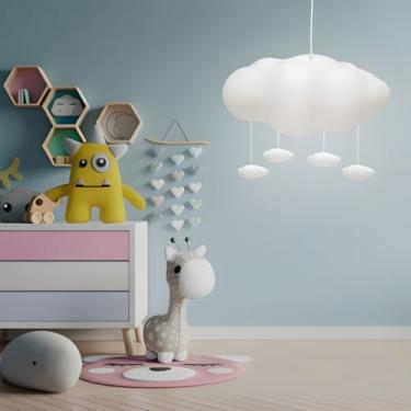 Imagem de Luminária Pendente Tempestade de Nuvens para Quarto Infantil Menino e Menina - Lustre Decorativo Bivolt Decorfun