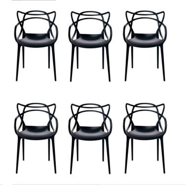 Imagem de Kit C/6 Cadeira Allegra Masters Polipropileno Sala,cozinha, Jantar, Empilhavel Preta