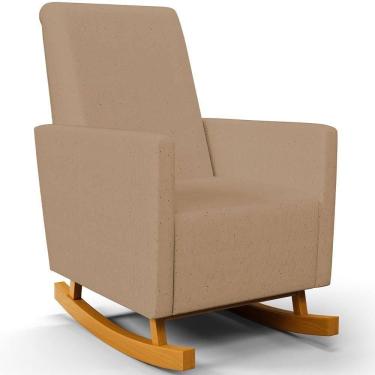 Imagem de Poltrona De Amamentação Com Balanço Ravena W01 Linho Bege Escuro - Lyam Decor