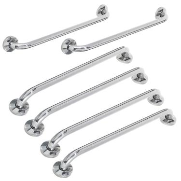 Imagem de Alça De Apoio Barra Inox Kit 6 Unidades 70cm 80cm Deficiente Cadeirante Idoso