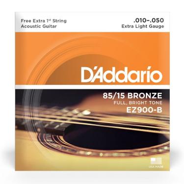 Imagem de Cordas Para Violão Aço D Addario Bronze 85-15 Ez900-b .010-.050 Com Corda Extra Pl010