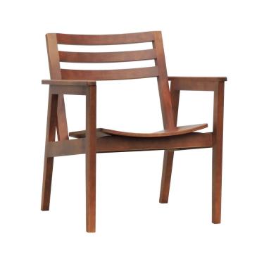 Imagem de Poltrona Cairo Madeira Maciça Encosto Ripado Assento Anatômico - Amêndoa Madeira
