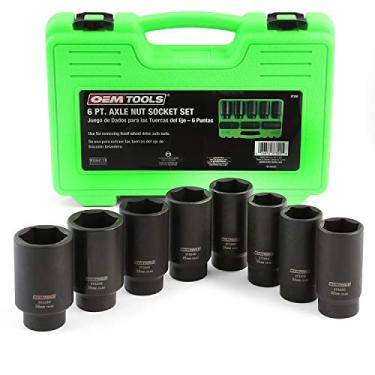Imagem de OEMTOOLS Conjunto de soquetes de porca de eixo de acionamento de 8 peças, conjunto métrico de 6 pontos, 29 mm, 30 mm, 32 mm, 34 mm, 35 mm, 36 mm, 38 mm e 39 mm com caixa