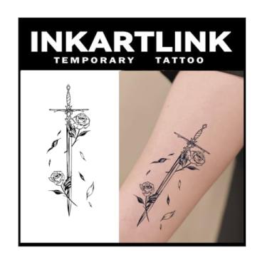 Imagem de INKARTLINK Tattoo Tech, 2 Folhas De Tatuagem Semipermanente Média, Tatuagens Temporárias Com Design Artístico Para Adultos, Duram 1 A Semanas, À Prova D'Água, Aparência Realista (Série Floral Langua