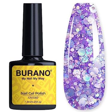 Imagem de BURANO Esmalte Em Gel Com Glitter, Efeito Holográfico Led Uv Brilhante, Cura Por Imersão Necessária, Sem Lascas, Brilho Para Casa, Faça Você Mesmo, Salão De Beleza (Roxo Lp21)