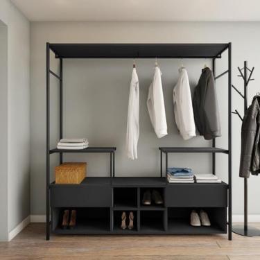 Imagem de Guarda-Roupa Closet Modulado Léria Casal 2 GV Preto - Mobly