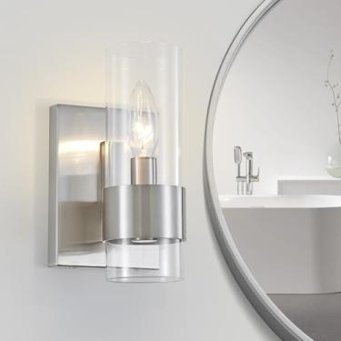 Imagem de WUZUPS Conjunto De 2 Luminárias Parede Para Banheiro 1 Luz Sobre Espelho, Abajur Classe Plana Morden, Arandelas Penteadeira, Quarto E Sala Estar, Base E12, Níquel Escovado