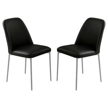 Imagem de Conjunto 2 Cadeiras Londres Couro Preto Metal Champanhe