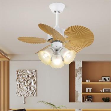 Imagem de OUFULA Ventilador de cor nórdica moderna LED Fashion Criatividade Sala de Estar Restaurante Quarto Infantil Remoto Teto Fan Light (Estilo O)
