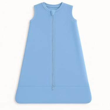 Imagem de Saco de Dormir para Bebê Azul Malha Leve e Confortável Tecido Algodão Ideal para Noites Tranquilas Zíper Frontal Tamanho 3 a 12 Meses Soninho de Bebê