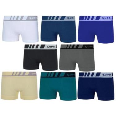 Imagem de Kit 3 Cuecas Infantil Boxer Lupo 136-001 Sem Costura Poliamida, G, Azu
