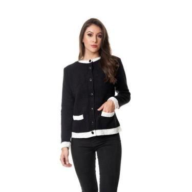 Imagem de Casaco feminino inverno tricot- 352 mimo malhas - MIMO MALHAS , Preto 
