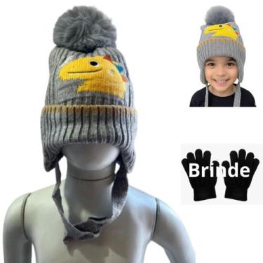 Imagem de Kit Touca Infantil menino Inverno Forrada Quentinha Luva Preta - 70P, 