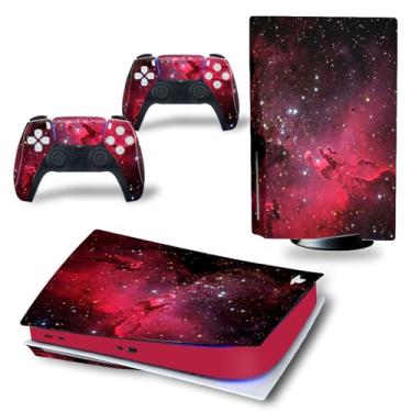 Imagem de Skin Wrap Compatible with PS5 Disc Console, Protective Vinyl Sticker Decal Cover for Wireless Controller (Red)
