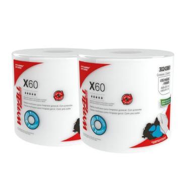 Imagem de 2 Rolos Brancos com 416 Panos Descartáveis WypAll X60 Kimberly Clark