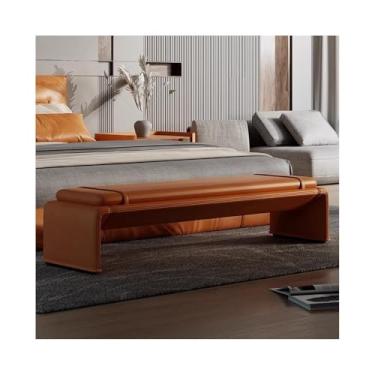Imagem de LICONG-2019 Banqueta de cabeceira minimalista italiano leve luxo moderno banco de armazenamento de roupas de quarto sofá de alta qualidade banco longo banco longo (laranja)