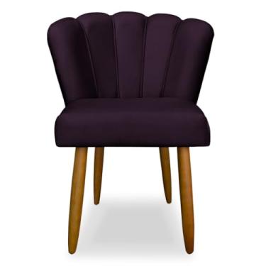 Imagem de Cadeira Pétala Decorativa Pés Palito Veludo Premium (Roxo)