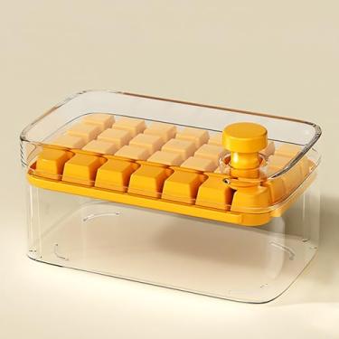 Imagem de FORRTY Forma De Gelo Com Tampa, 28 Moldes, Desenforme Fácil Com Pressão, Caixa Com Armazenamento, Molde Transparente Para Freezer, PET/PP/TPR, Para Bebidas E Cozinha(Laranja)
