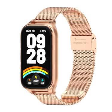 Imagem de HAOZHI Pulseira Compatível para Xiaomi Smart Band 9 Active,Bracelete Correia de Metal para Xiaomi Mi Band 9 Active (Ouro rosa)