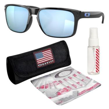 Imagem de OAKLEY Armação preta polida HOLBROOK OO9102 – Lente polo de água profunda Prizm, óculos de sol polarizados em formato quadrado com kit de óculos oficial eSHADES, Preto polido polarizado (55 mm), 55 mm