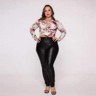Imagem de Blusa Cropped manga longa com nó - Croppeds Store, P, Offfloral