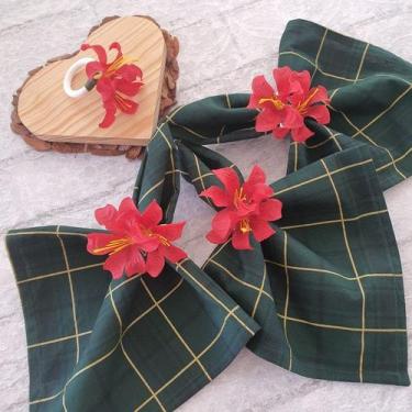 Imagem de Kit 12 Anéis Porta Guardanapo Argola Prendedor Mesa Posta Flor de Líri