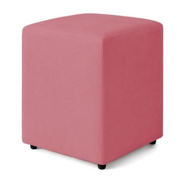 Imagem de Puff Quadrado Decorativo Sienna Veludo - 7 Decor, Rosa