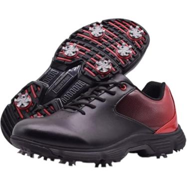 Imagem de Sapatos De Golfe à Prova D'água Para Homens Treinadores De Golfe 7 Spike Walking Footwears Outdoor Golf Training, Black, 14.5 UK