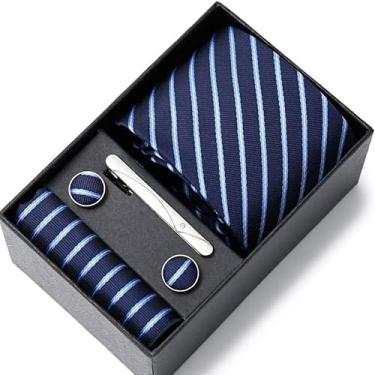 Imagem de Conjunto De Gravata Masculina Gravata De Seda Quadrados De Bolso Clipes De Gravata Abotoaduras Para Homens Caixa De Presente, K, One Size