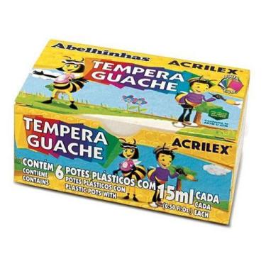 Imagem de Tempera guache 15ml 6 cores cód: 2020 acrilex