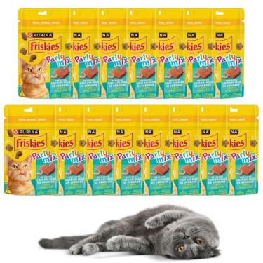 Imagem de Caixa Com 15x40g Petisco Sabor Salmão Friskies PartyMIx Purina Nestlé 