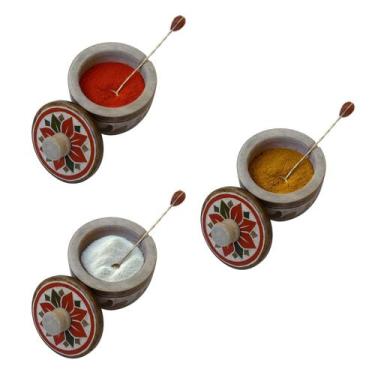 Imagem de Kit 3 Porta Temperos Saleiro Pedra Sabão Decorativo Rústico - Ô Bichim