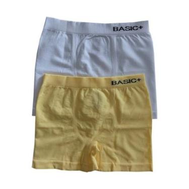 Imagem de Kit Cuecas Boxer Infantil 2 Peças Branco e Amarelo Tamanho 6 - Basic+