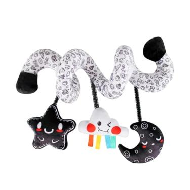 Imagem de MERIGLARE Assento espiral para bebê, brinquedo para carrinho de bebê, jogo de atividades, criativo, leve, desenho animado, chocalho pendurado, decoração, Preto E Branco